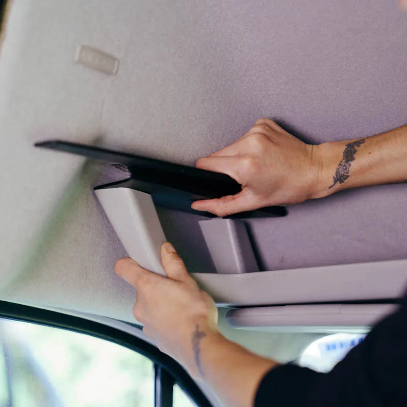 installing vancillary headliner shelf bracket to OEM ford transit hardware