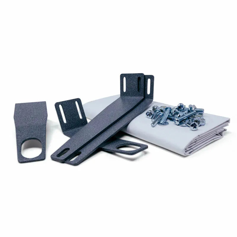 Vancillary sprinter headliner shelf diy kit including brackets, paper template, and mounting hardware to build a DIY shelf in your sprinter conversion van.